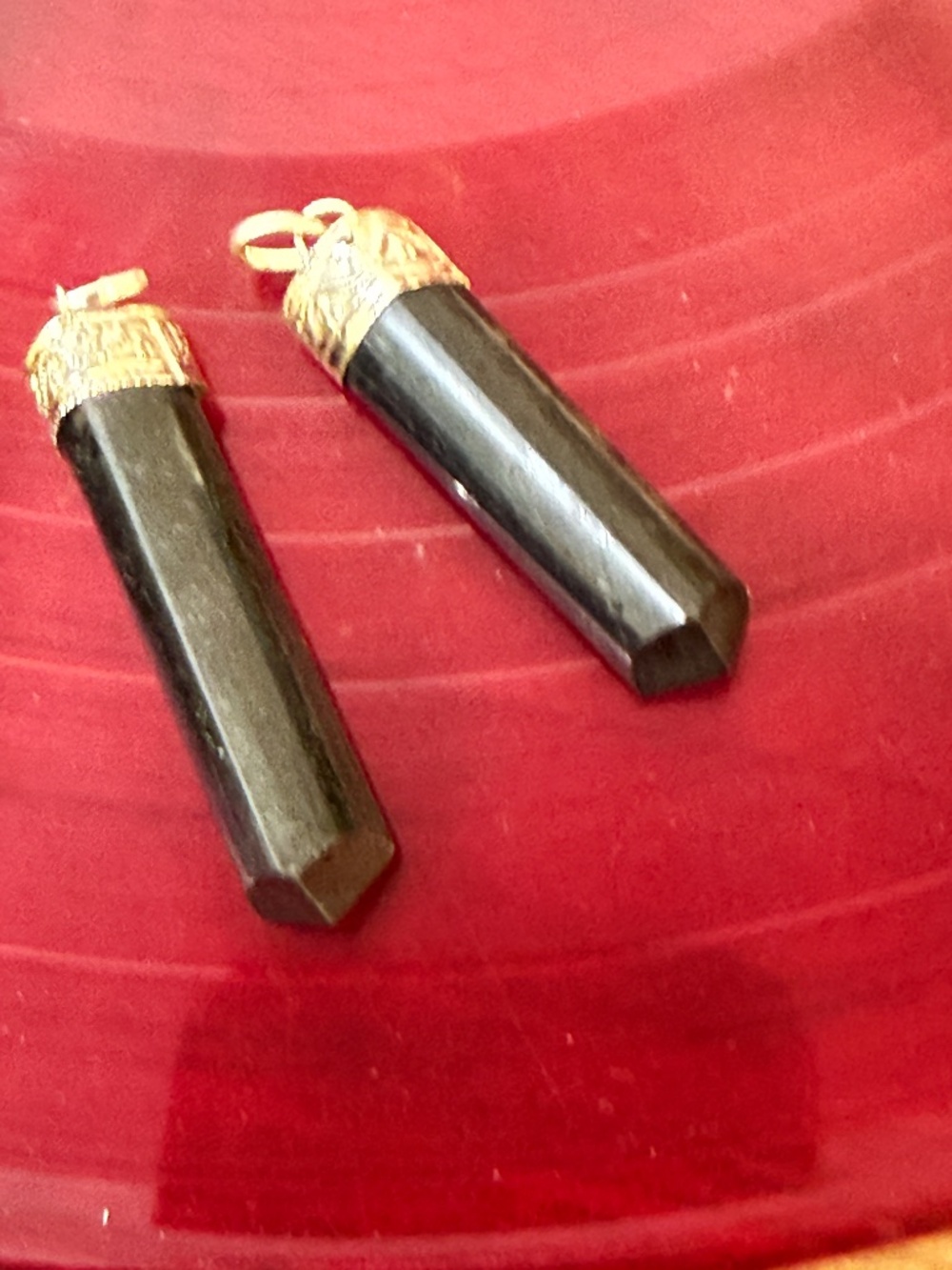 4 Onyx Pendants Black Agate - Picture 5 of 6
